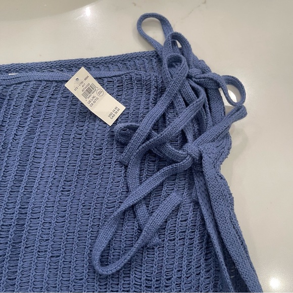 NWT Aerie Women’s Blue Knit Mesh Wrap Skirt/Cover-Up - Picture 6 of 11